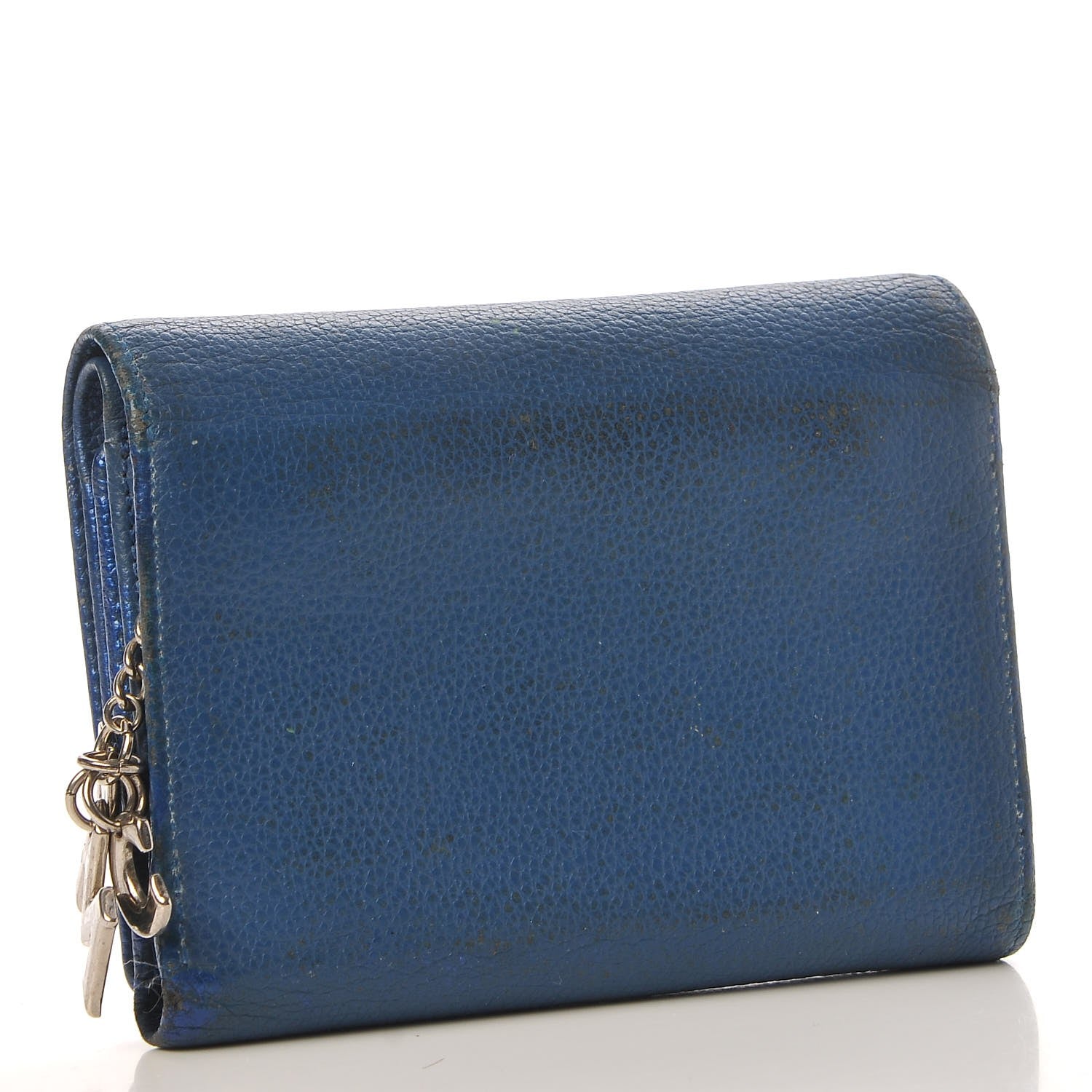 MCM Calfskin Studded Compact Wallet Blue 3 of 19