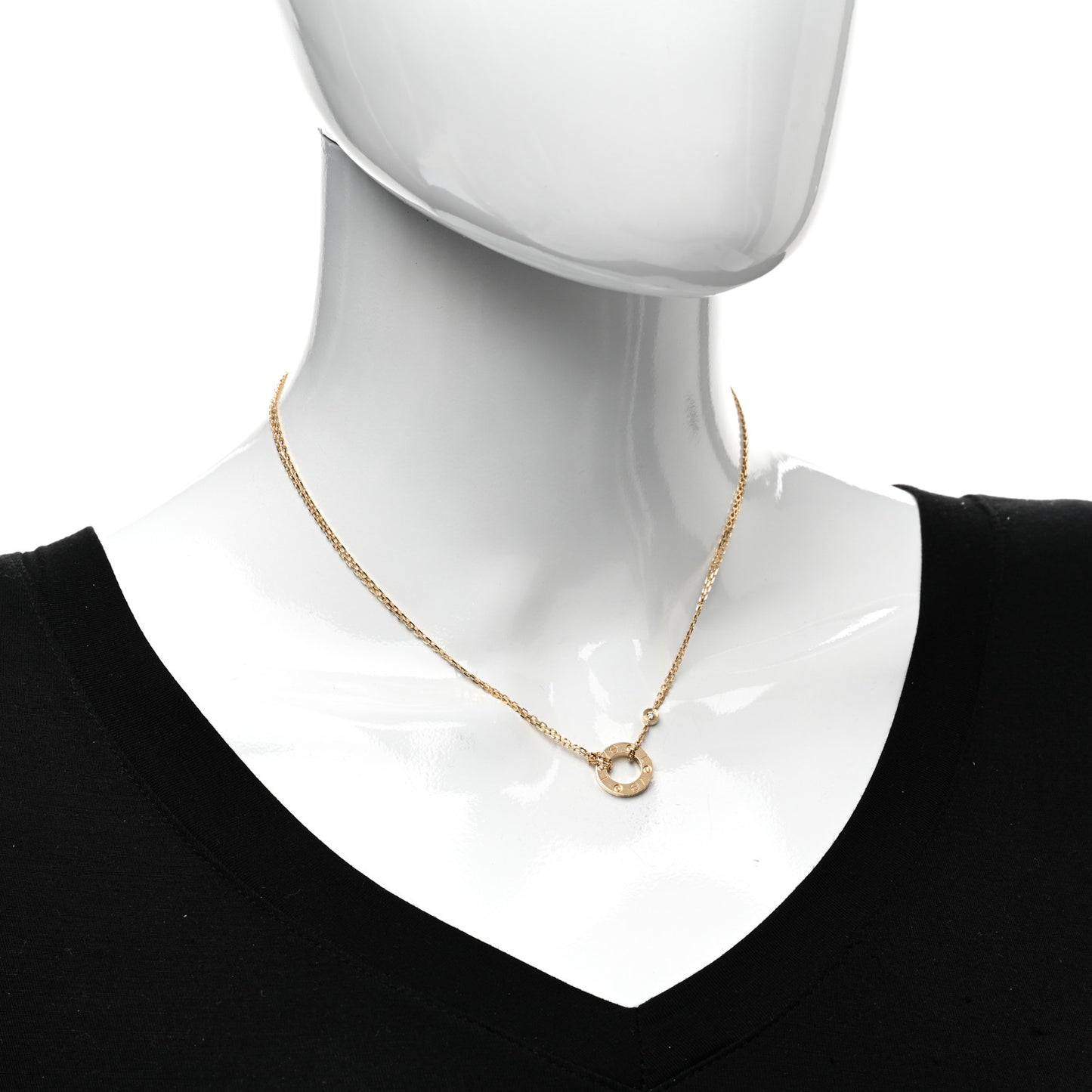 18K Yellow Gold 2 Diamond LOVE Necklace