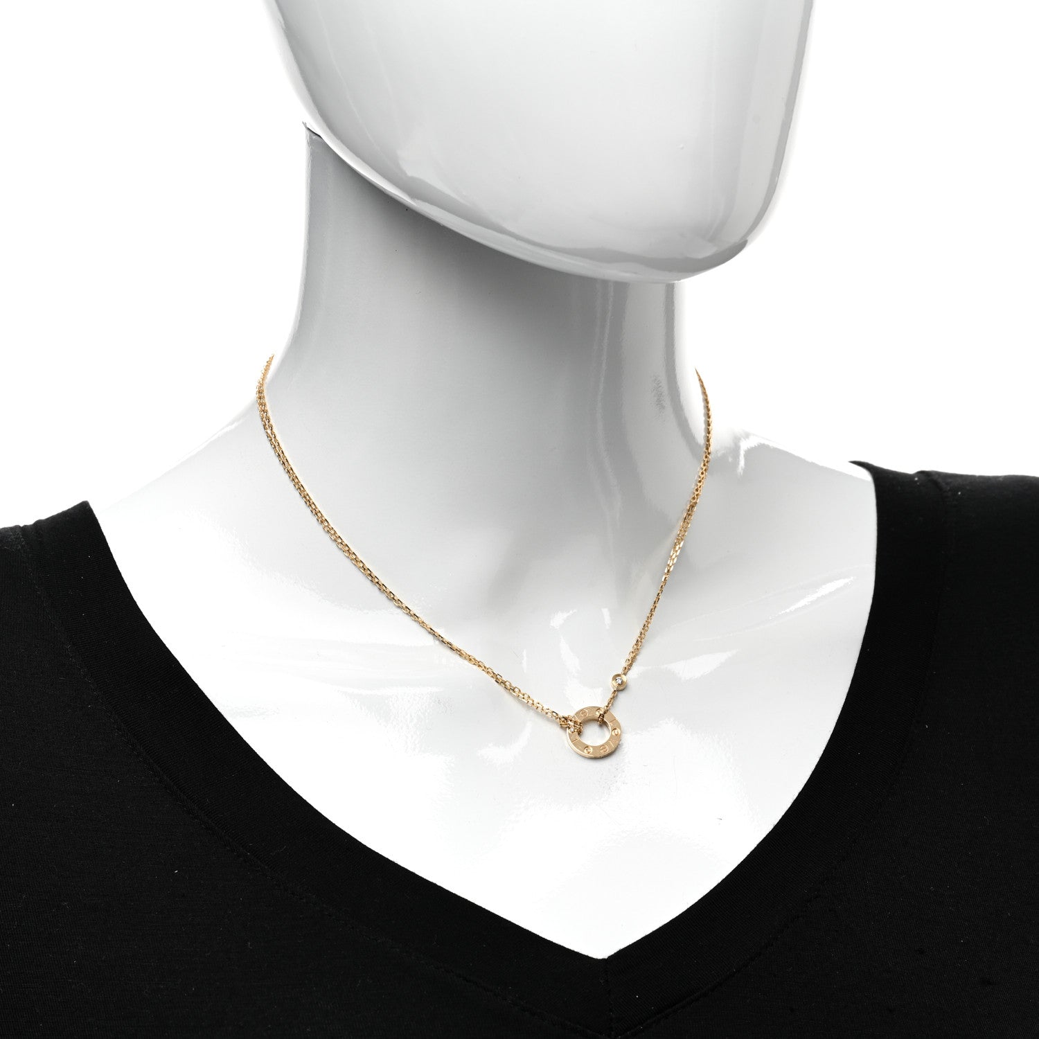Cartier 18K Yellow Gold 2 Diamond LOVE Necklace 2 of 5