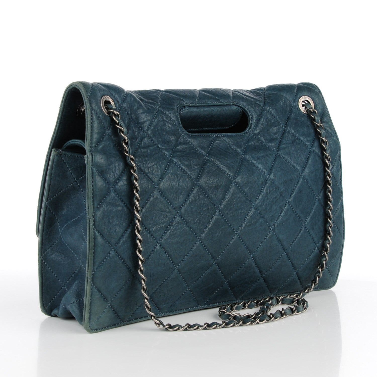 Chanel Washed Lambskin Quilted Maxi Take Away Flap Turquoise 3 of 8