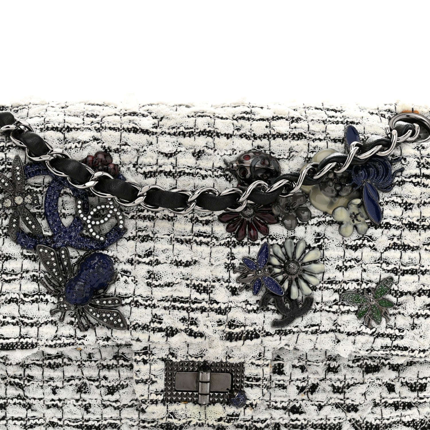 Chanel Tweed Garden Party 2.55 Reissue 225 Flap White Multicolor 8 of 12