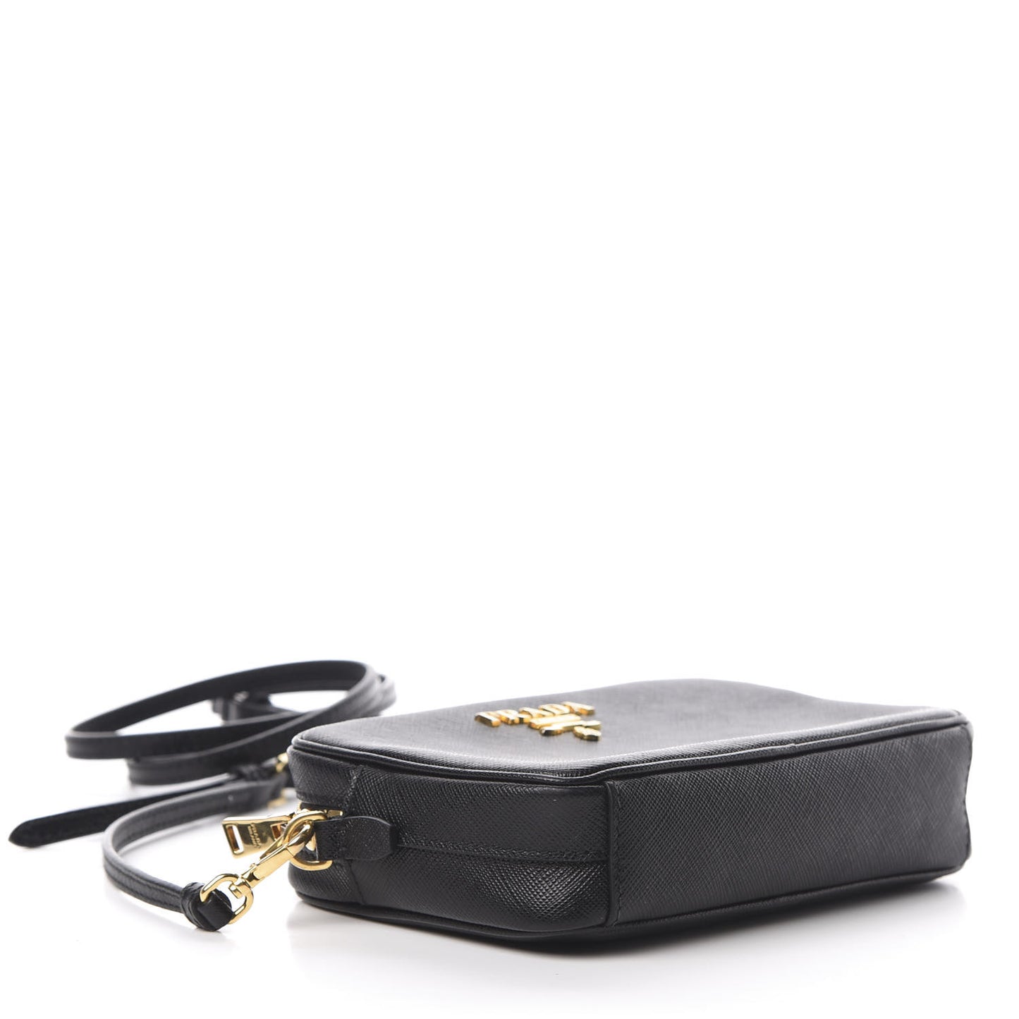 Saffiano Lux Small Camera Crossbody Bag Black
