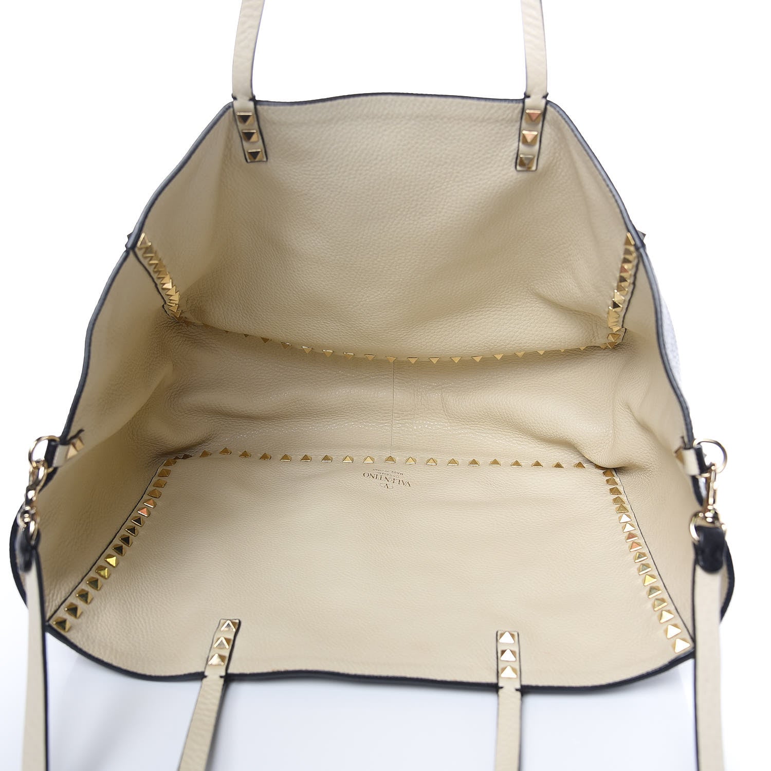 Valentino Garavani Grained Calfskin Medium Rockstud Reversible Tote Black Ivory 7 of 14