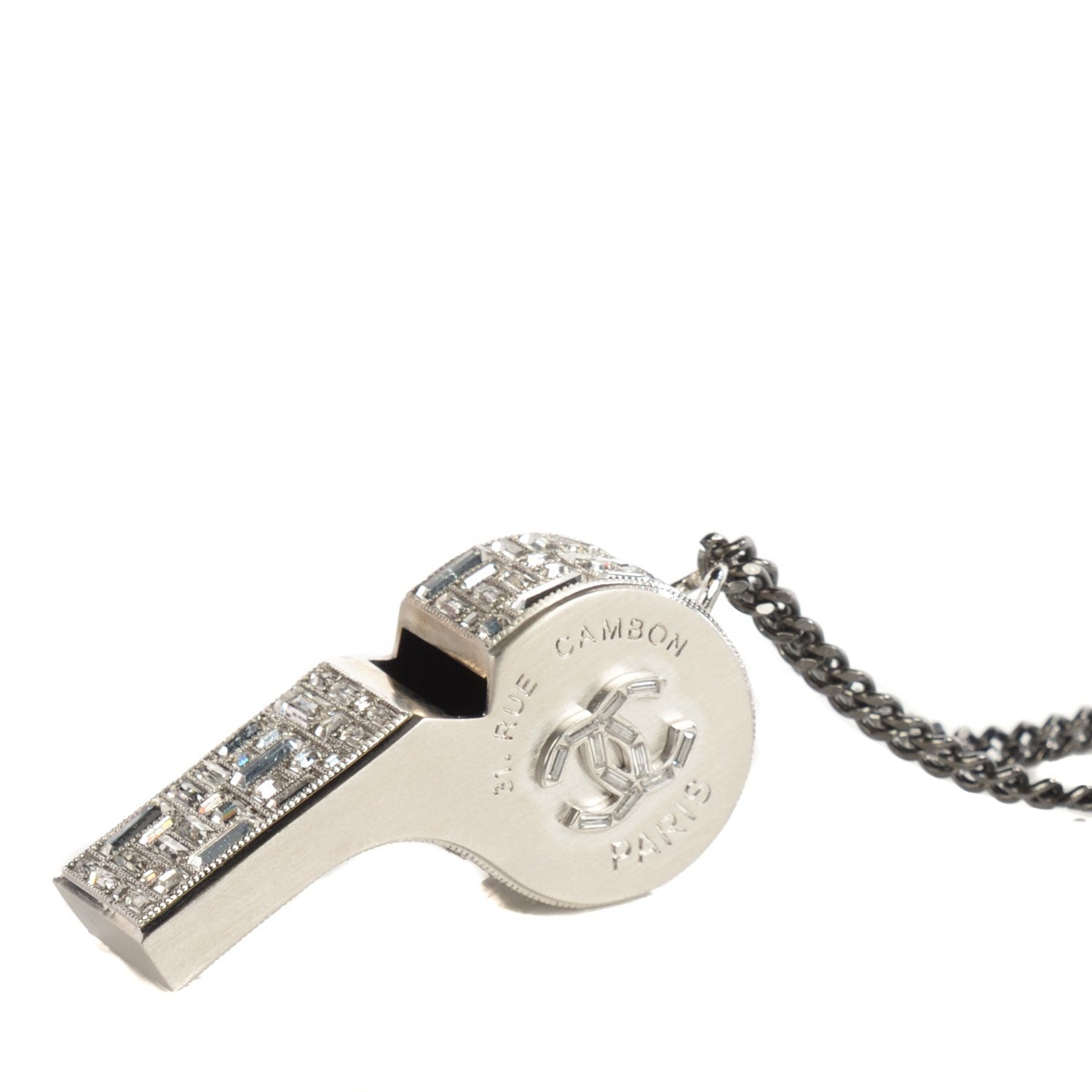Chanel Crystal CC Whistle Pendant Necklace 6 of 10