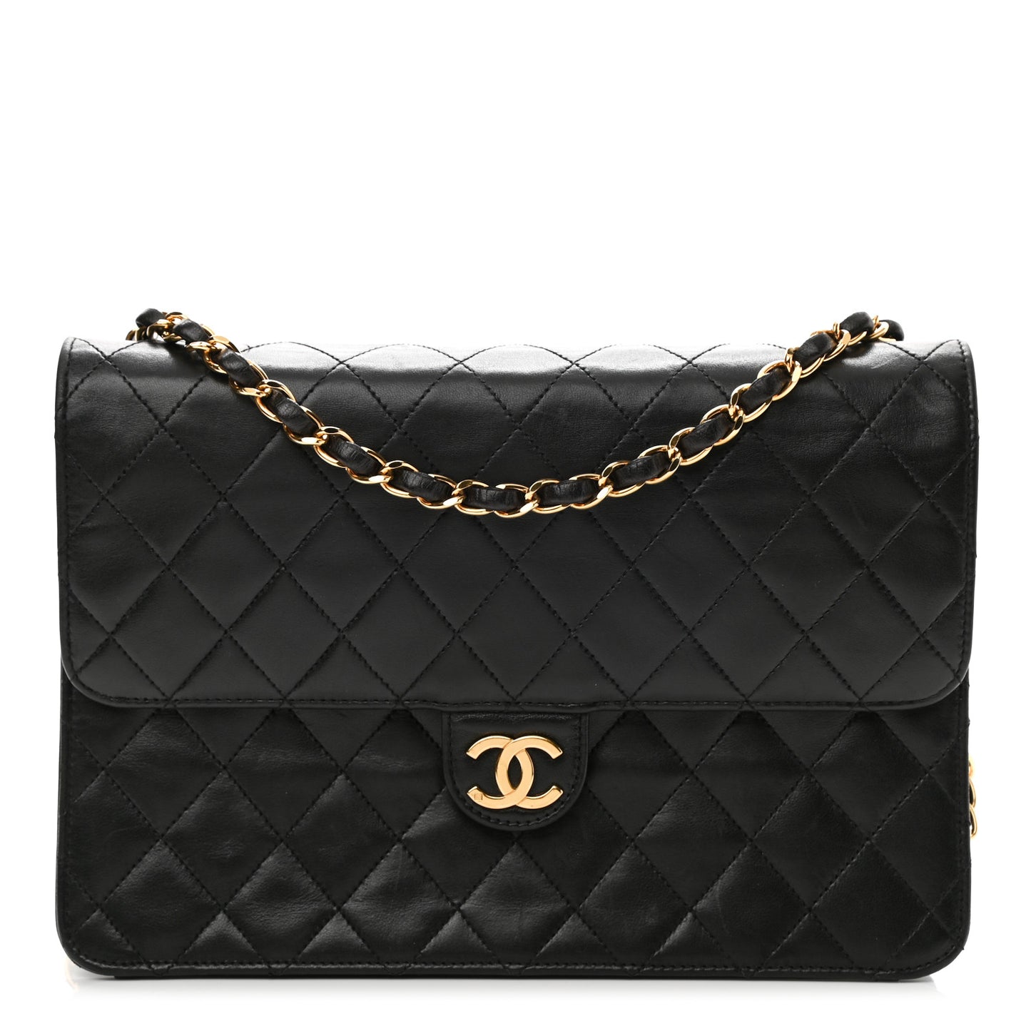 Lambskin Quilted Jumbo Single Flap Black