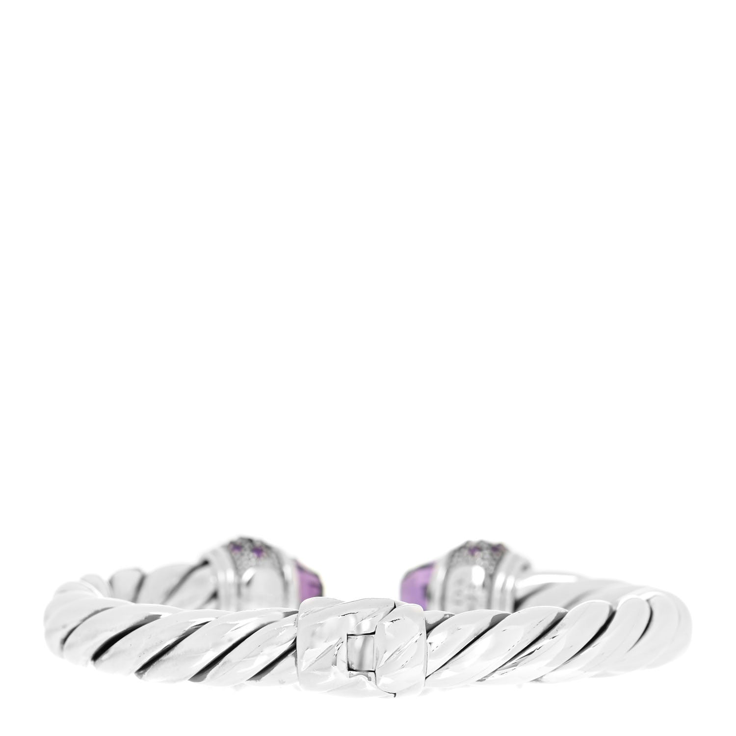 David Yurman Sterling Silver Amethyst Ostera 10mm Cable Hinge Bracelet 3 of 4