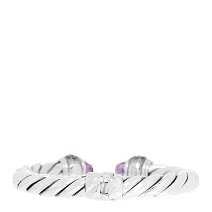 David Yurman Sterling Silver Amethyst Ostera 10mm Cable Hinge Bracelet 3 of 4