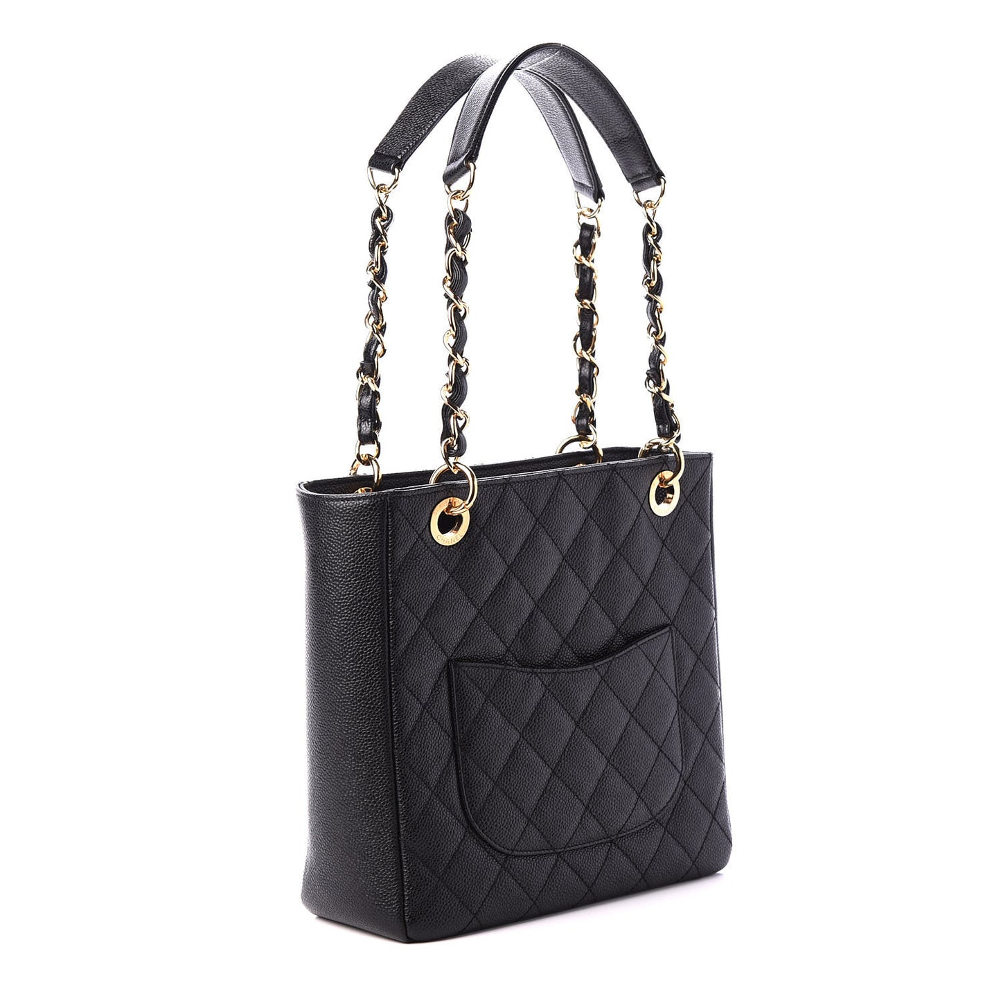Caviar Quilted Petit Shopping Tote PST Black