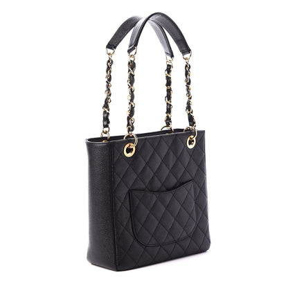 Chanel Caviar Quilted Petit Shopping Tote PST Black 2 of 9