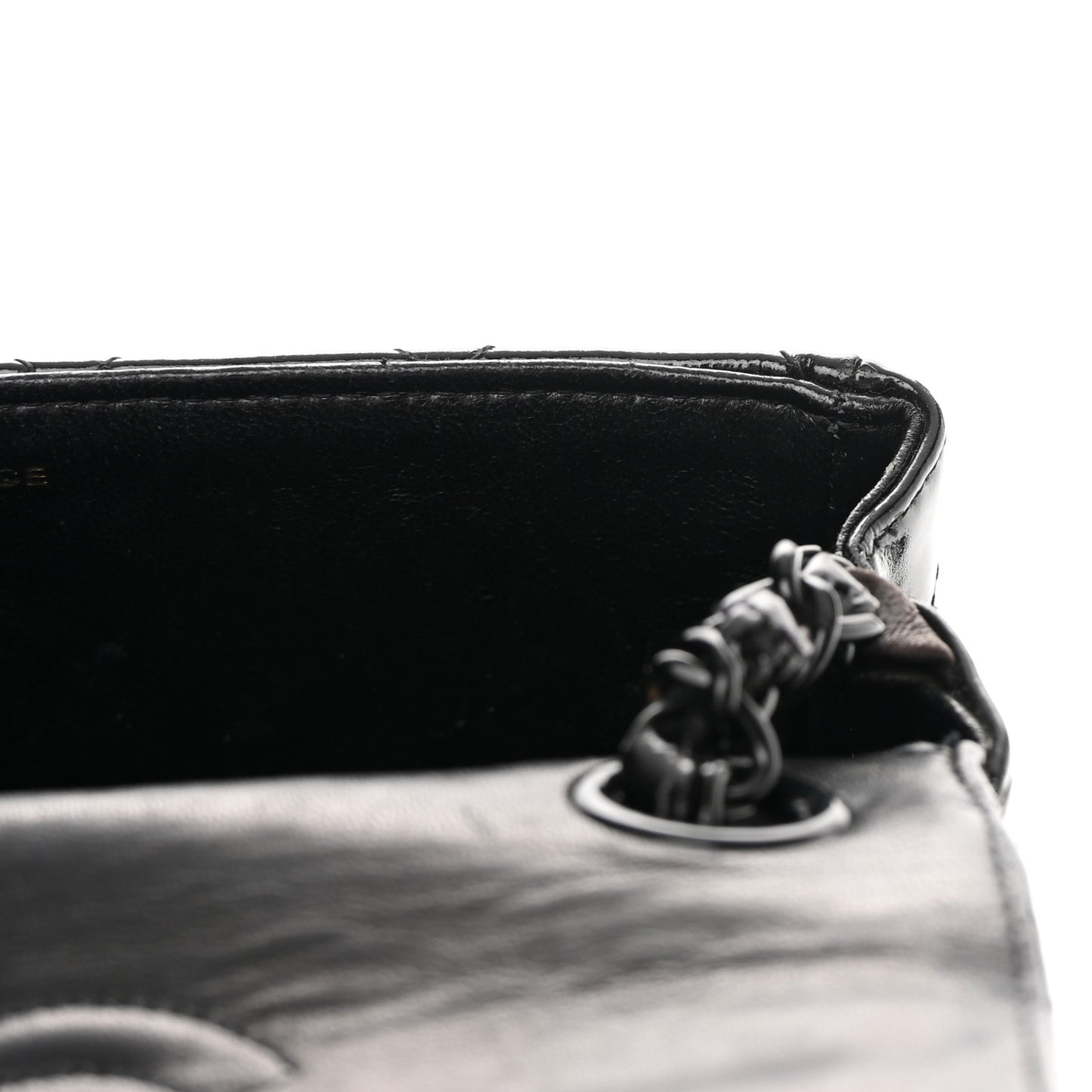 Patent Calfskin Quilted Mini Square Flap So Black