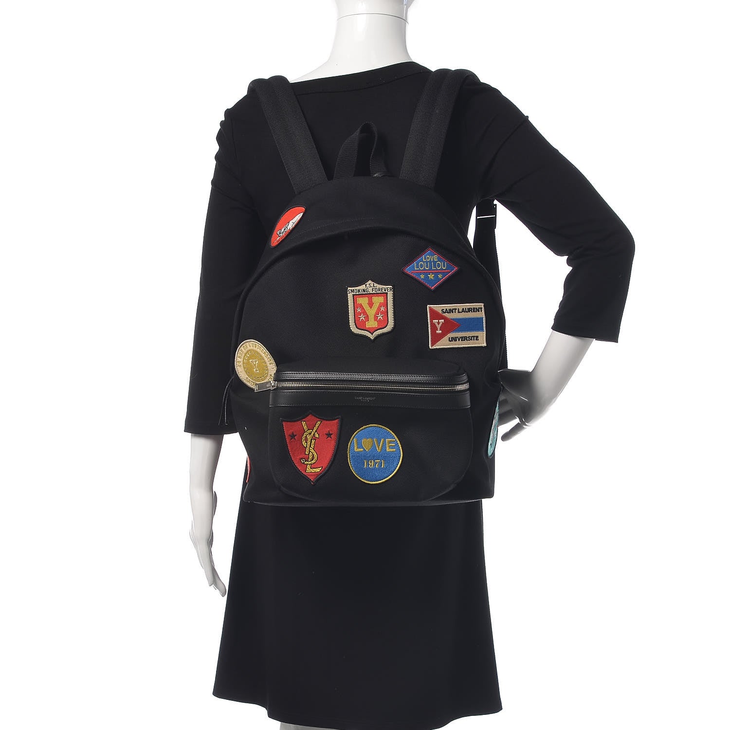 Saint Laurent Twill Patches City Backpack Black 2 of 8