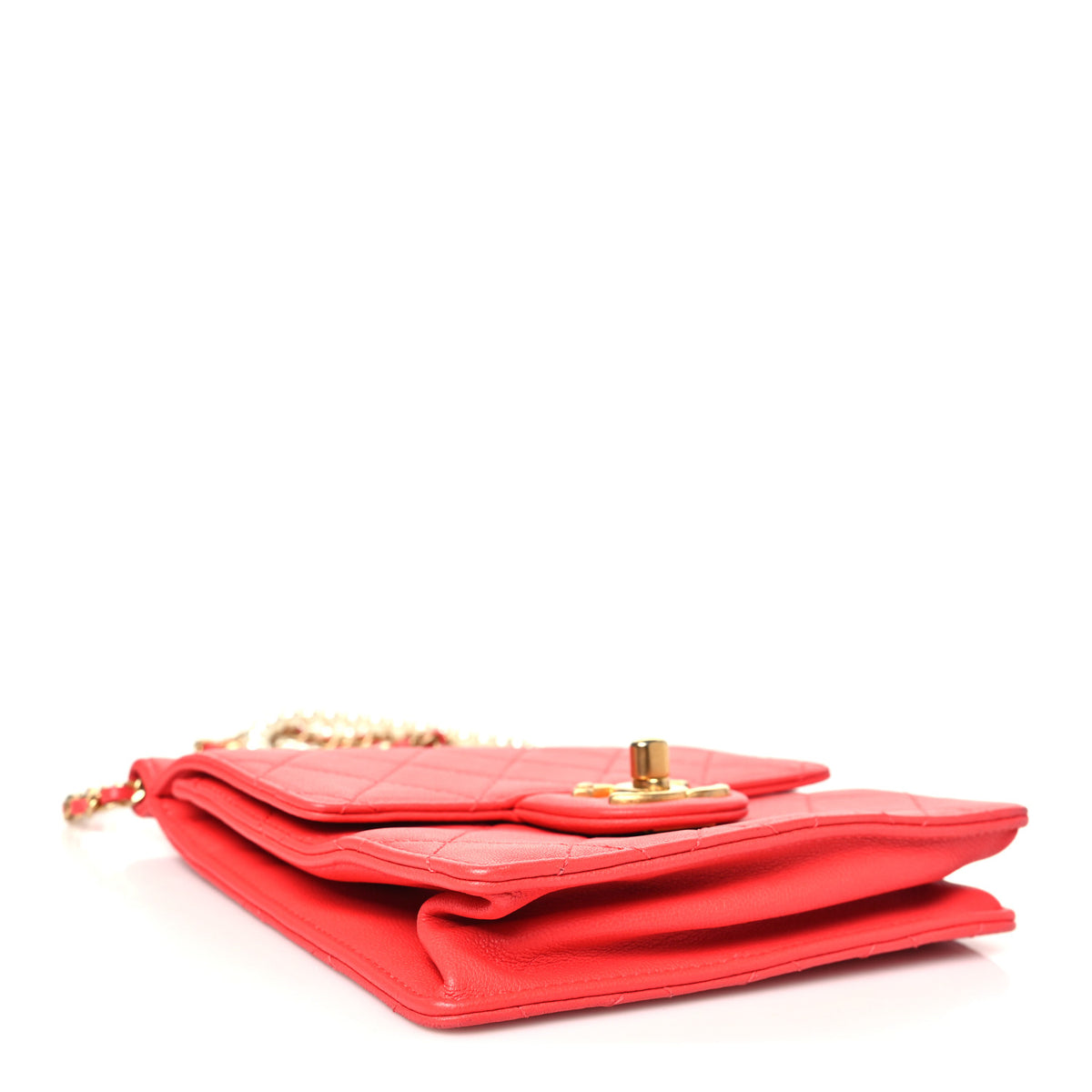 Goatskin Quilted Chic Pearls Flap Dark Pink
