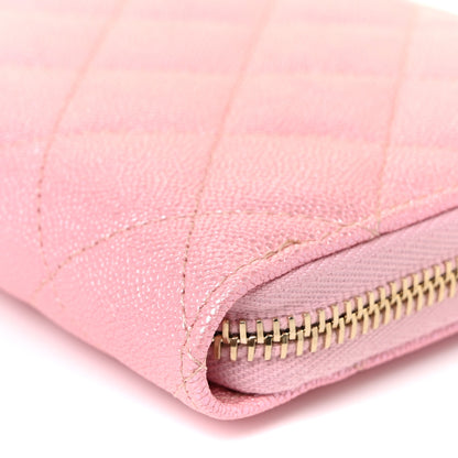 Chanel Iridescent Caviar Quilted Large Zip Around Wallet Pink 10 of 11