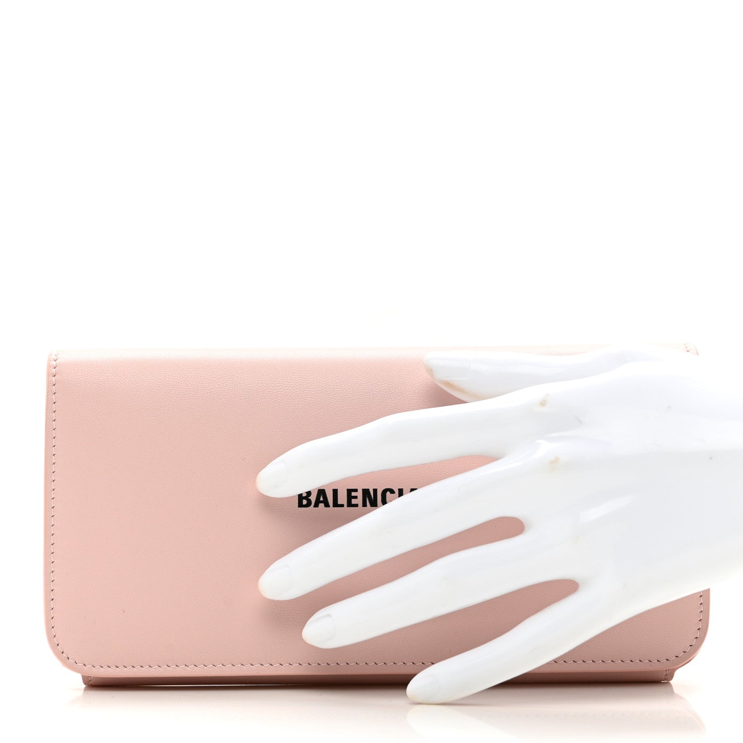 Balenciaga Calfskin Logo Cash Thin Money Wallet Light Rose Black 2 of 8