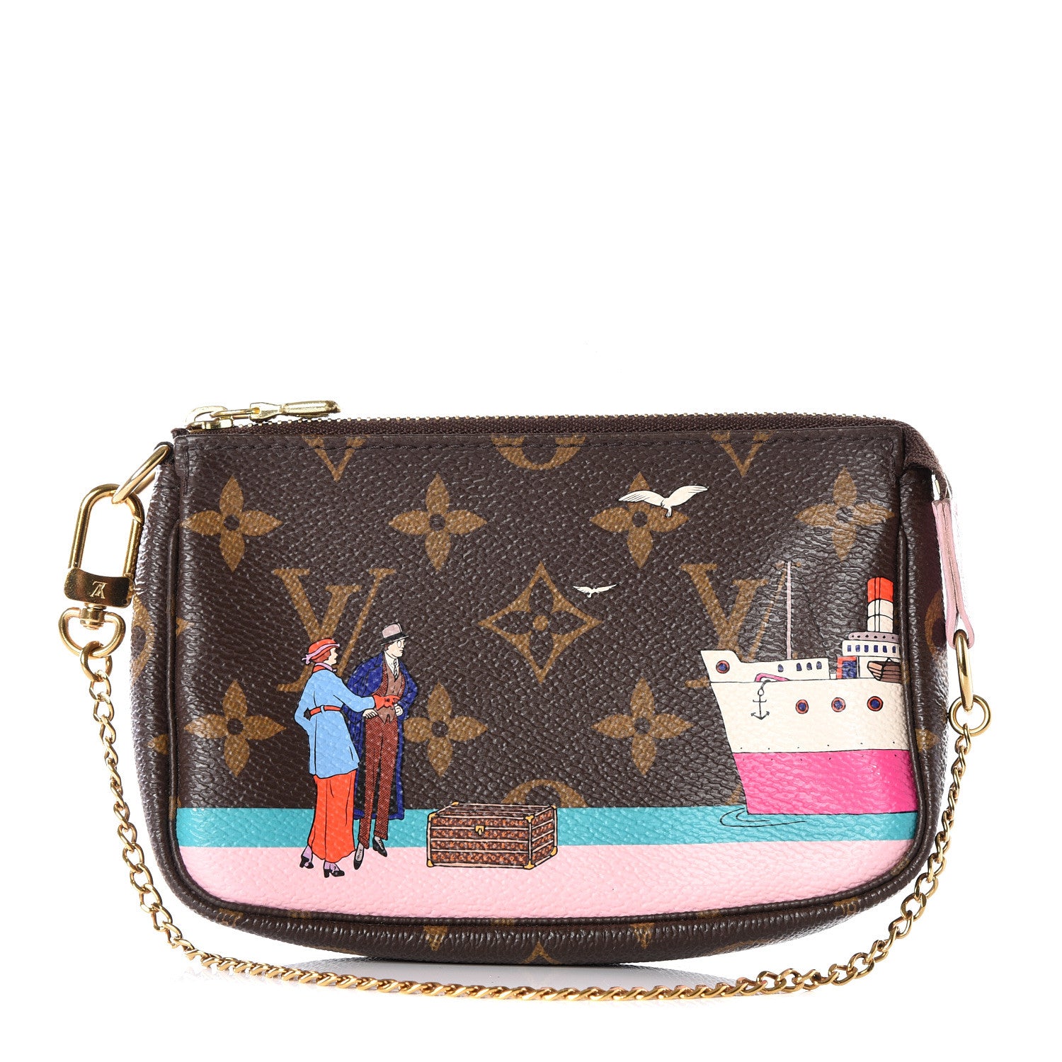 Louis Vuitton Monogram 2016 Christmas Animation Mini Pochette Accessories Rose Ballerine 1 of 9