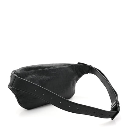 Saint Laurent Calfskin Crocodile Embossed Monogram Belt Bag Black 2 of 12