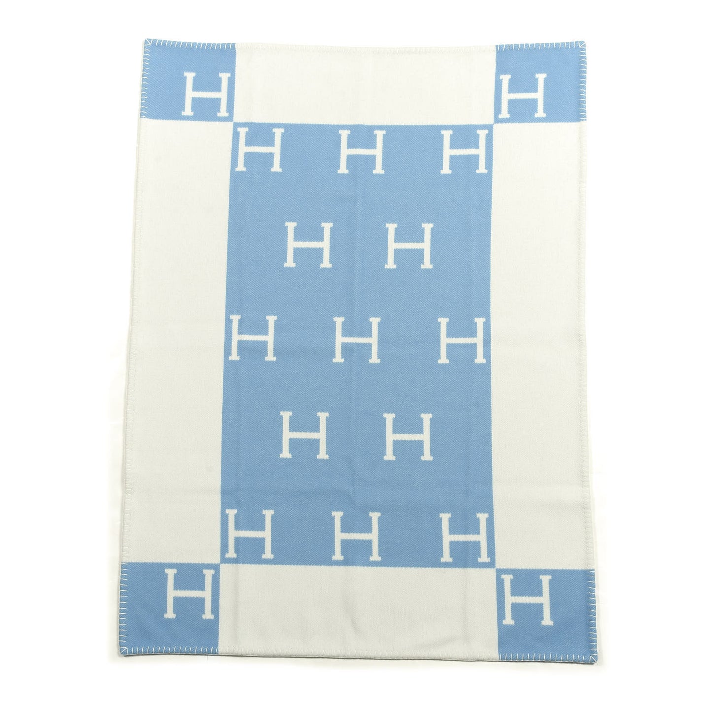 Wool Cashmere Avalon Baby Blanket Bleu Genievre White