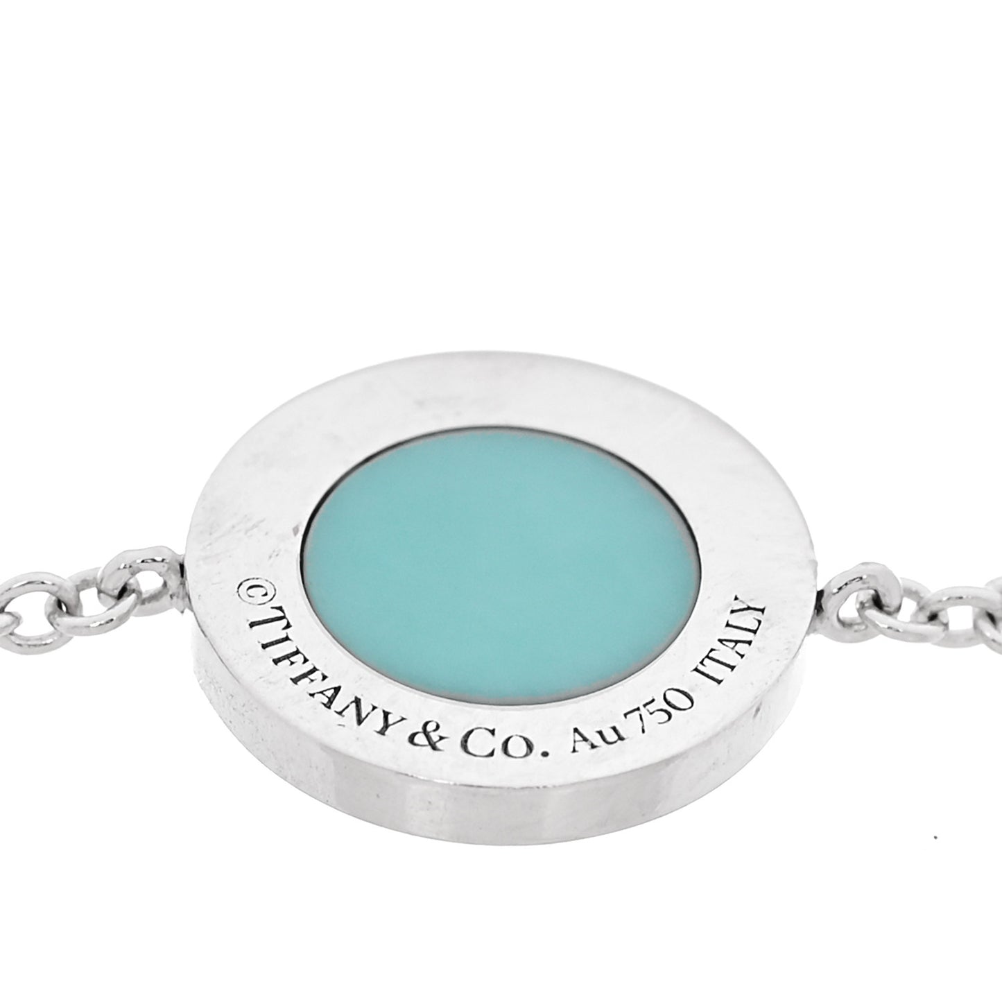 18K White Gold Diamond Turquoise T Circle Bracelet