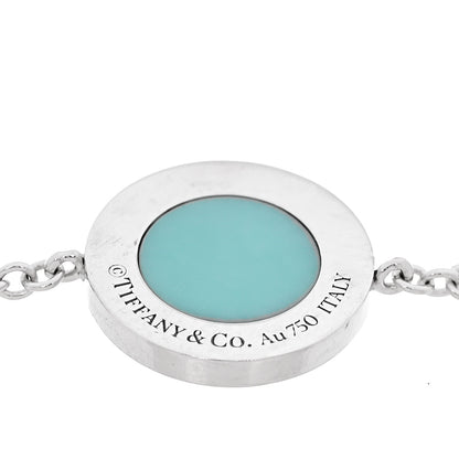 Tiffany 18K White Gold Diamond Turquoise T Circle Bracelet 6 of 7