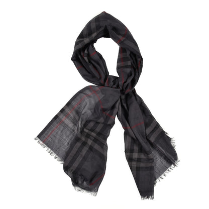Burberry Wool Silk London Check Lightweight Square Scarf Grey 1 of 4
