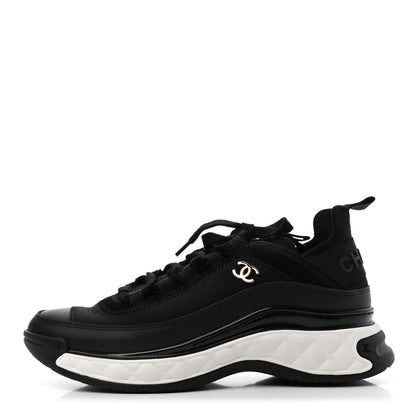 Chanel Velvet Calfskin Mixed Fibers CC Sneakers 37 Black 1 of 4