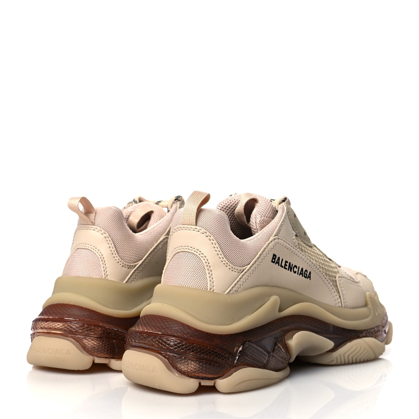 Fabric Mesh Clear Sole Womens Triple S Sneakers 39 Beige