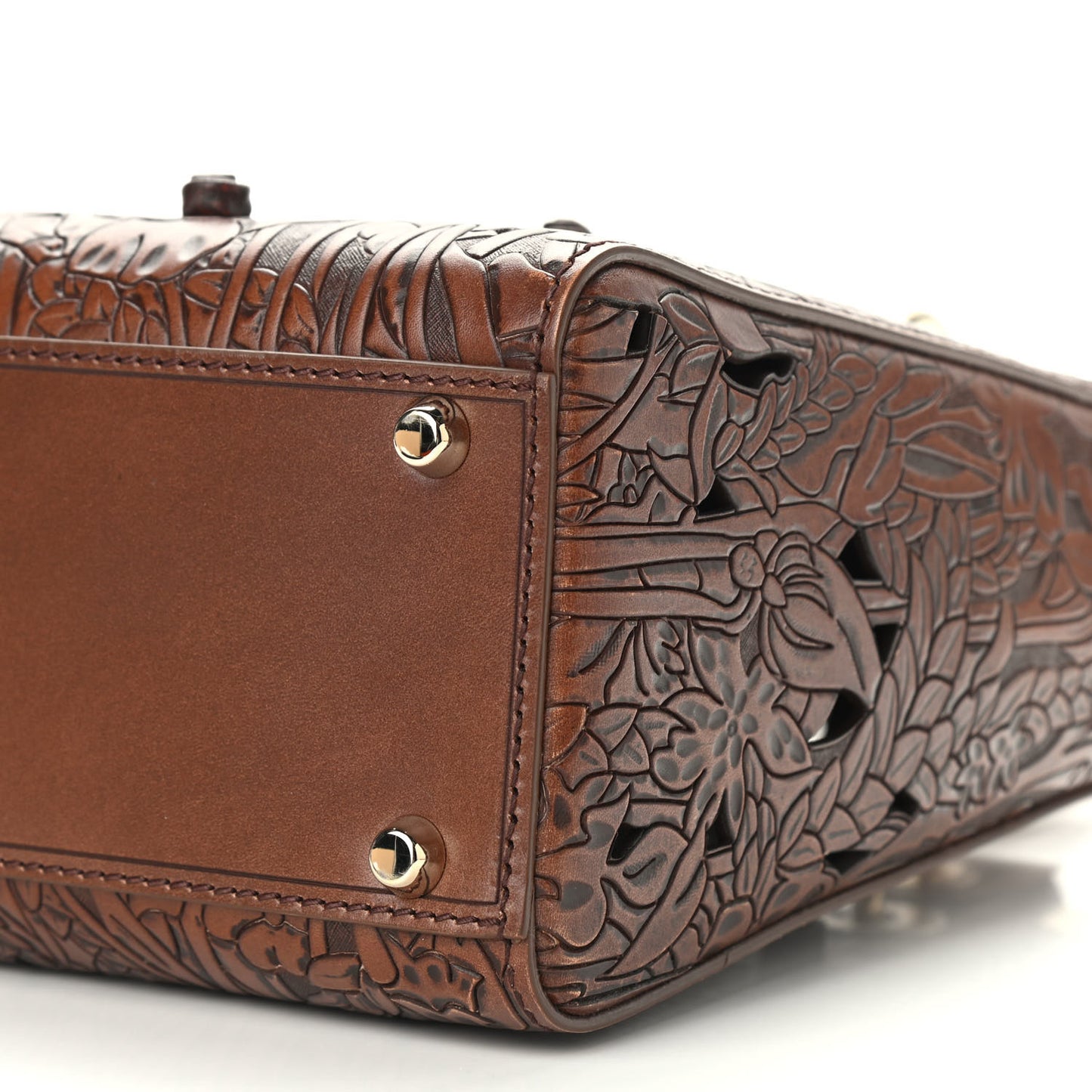 Calfskin Laser Cut Medium Lady Dior Brown