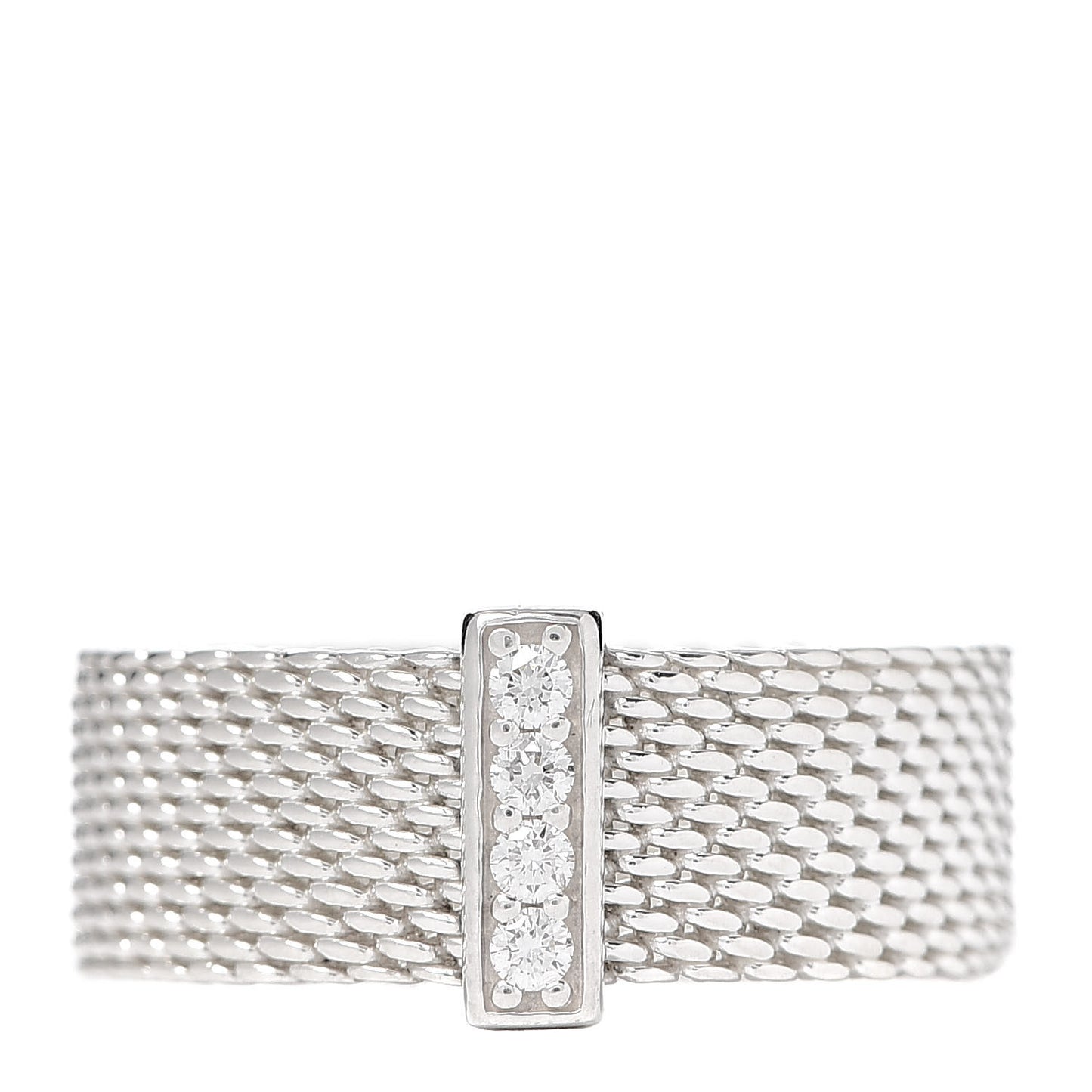Sterling Silver Diamond Somerset Mesh Ring 51 5.75