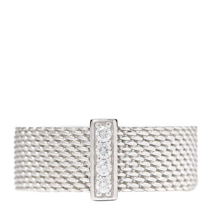 Tiffany Sterling Silver Diamond Somerset Mesh Ring 51 5.75 1 of 4