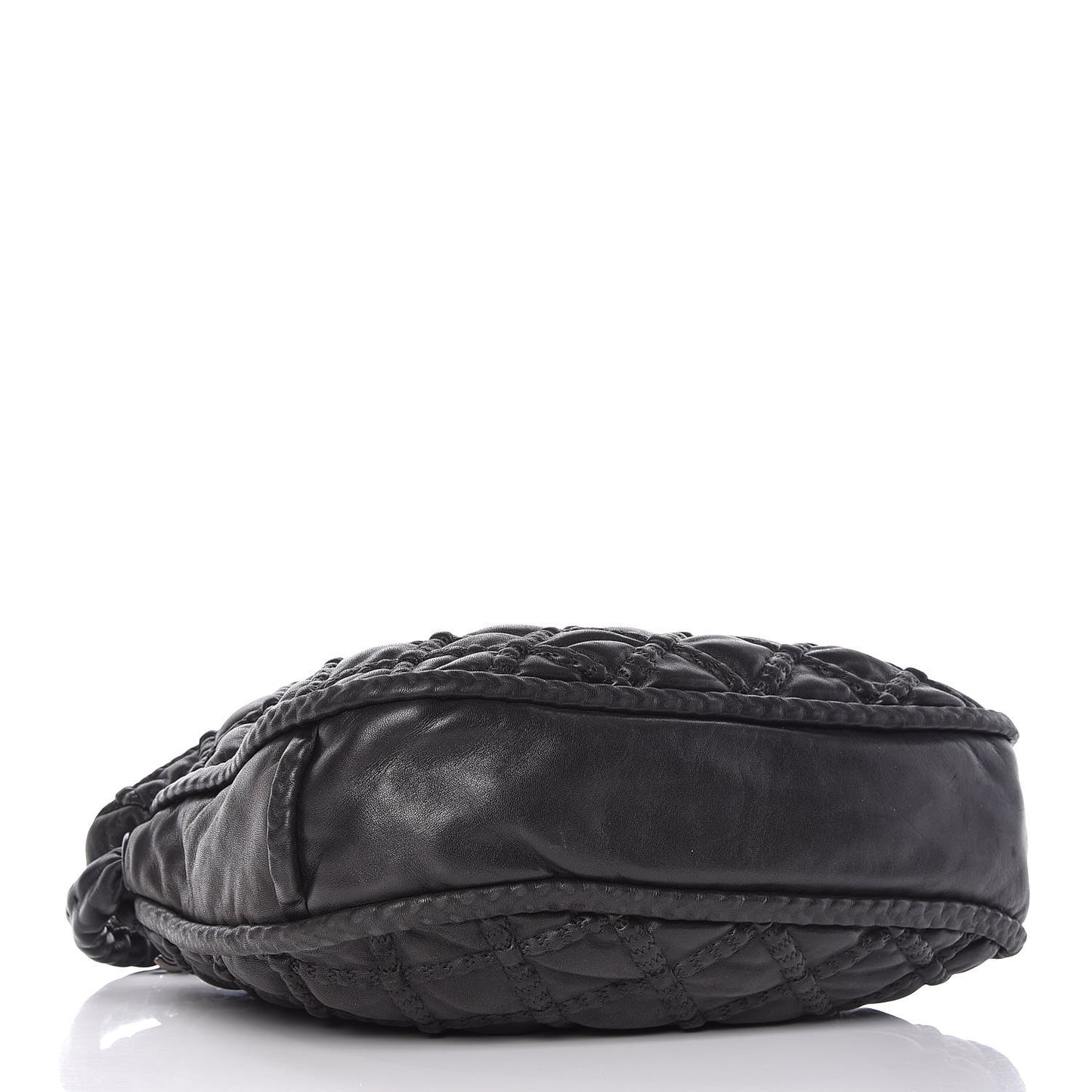 Lambskin Quilted Hidden Chain Hobo Black