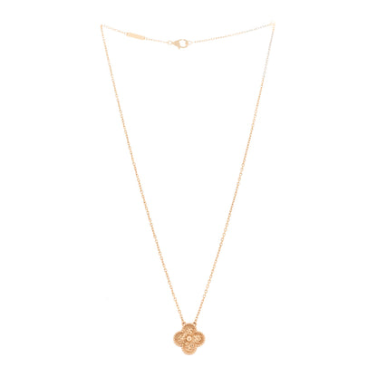Van Cleef & Arpels 18K Rose Gold Vintage Alhambra Pendant Necklace 3 of 6