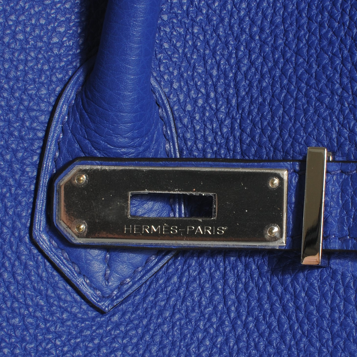 Hermes Togo Bi Color Horseshoe Birkin 35 Bleu Electrique and Iris 9 of 10