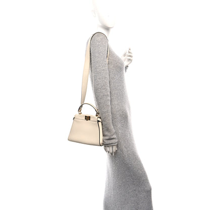 Fendi Vitello Seta Suede FF Mini Peekaboo Iconic Satchel Uovo Sigaro Marrone 2 of 14