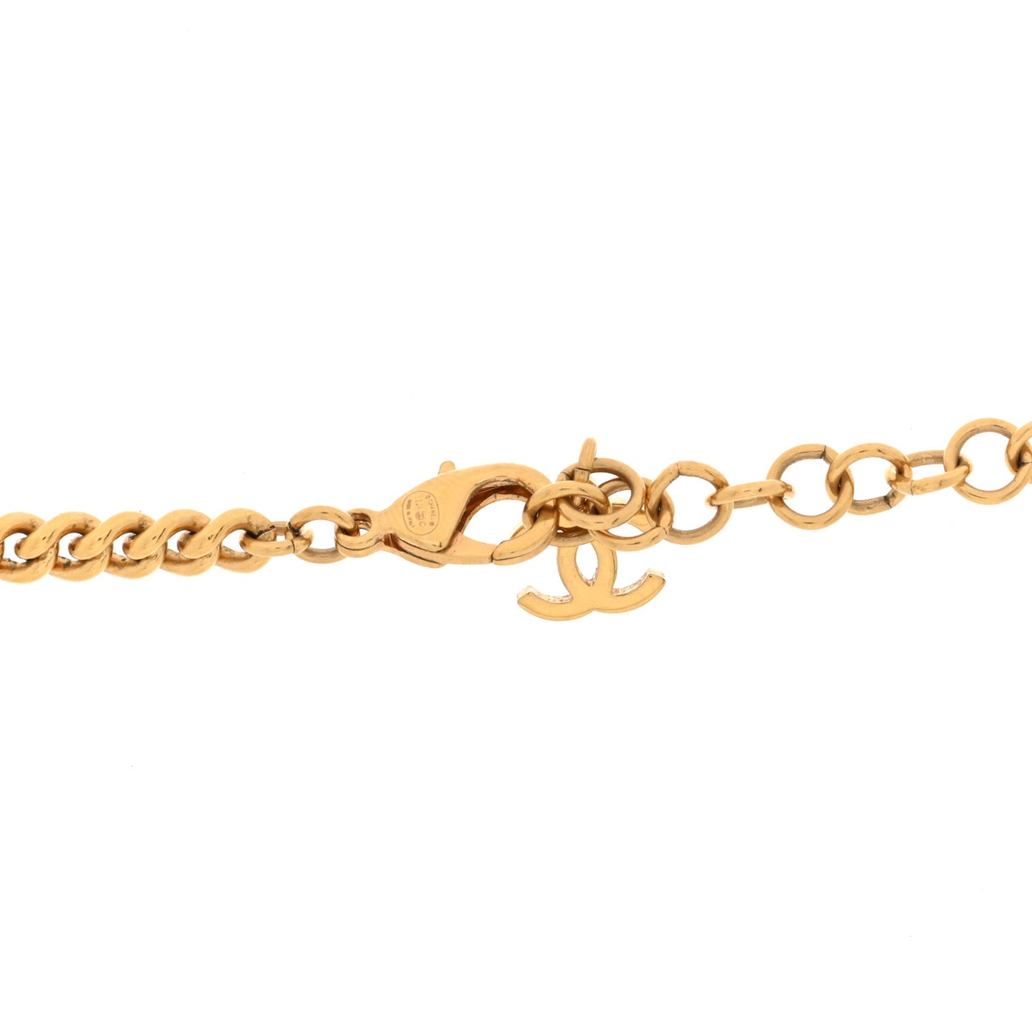 Metal Resin CC Star Chain Logo Necklace Gold Black
