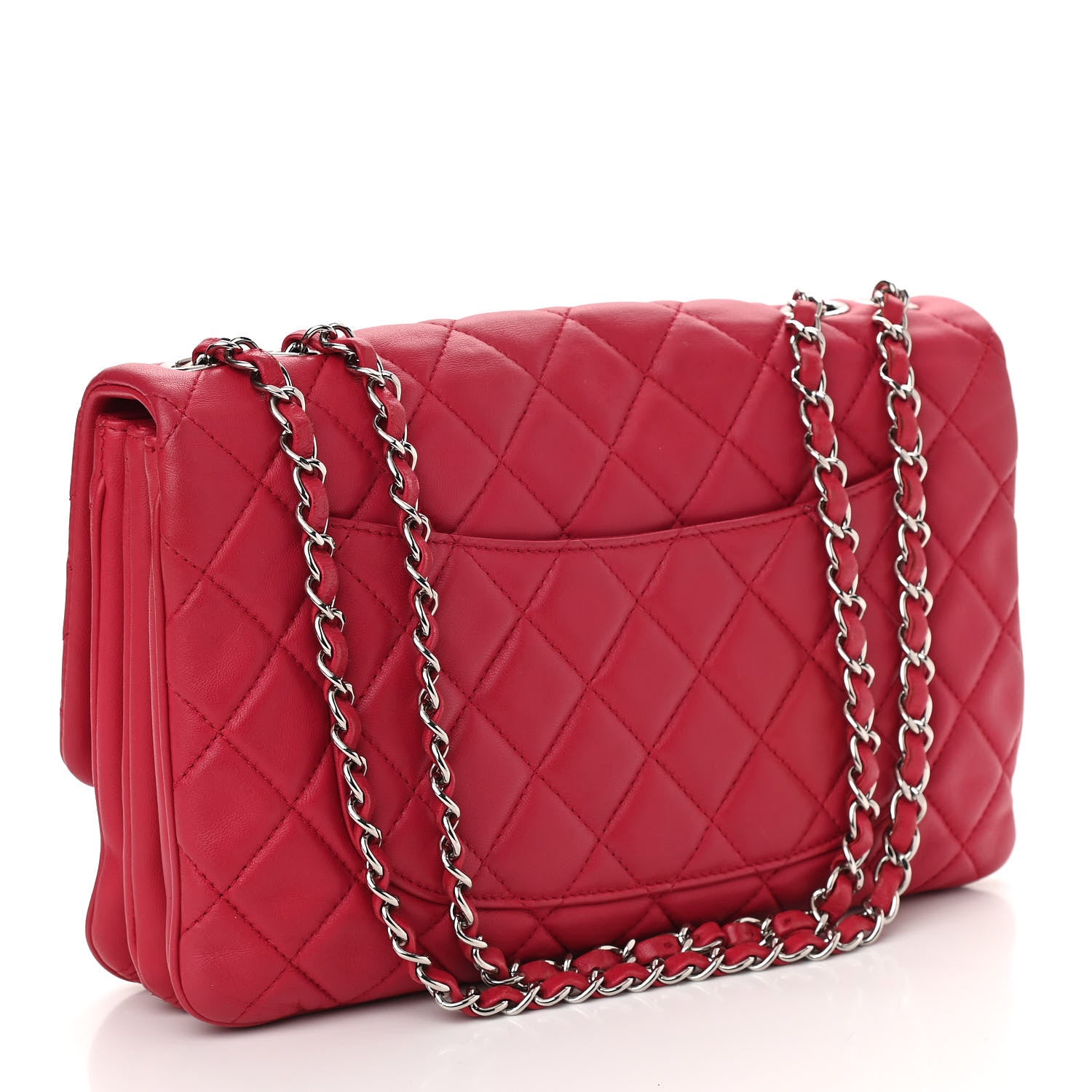 Chanel Lambskin Quilted Jumbo Chanel 3 Flap Dark Pink 3 of 12