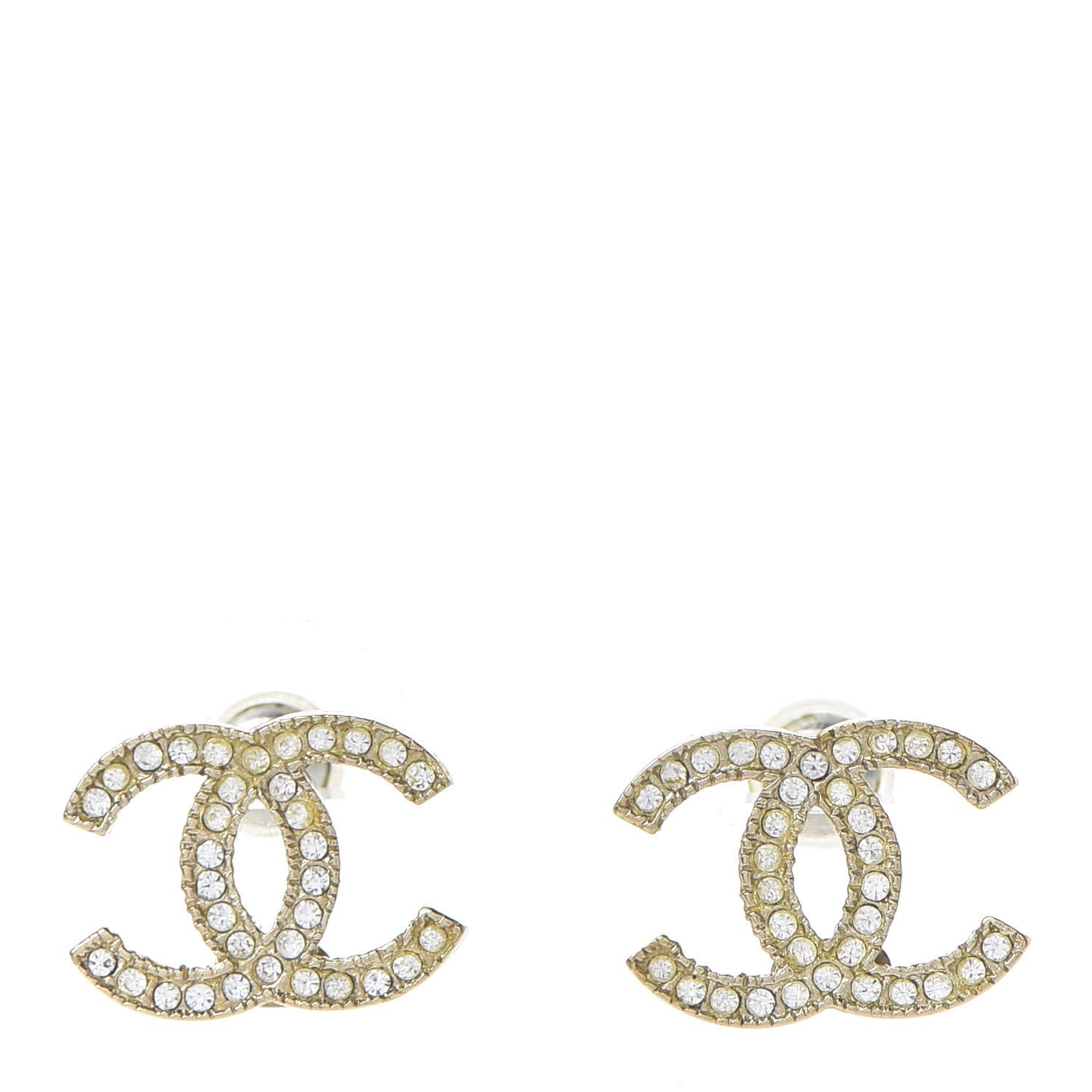Crystal CC Earrings Light Gold