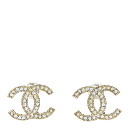 Chanel Crystal CC Earrings Light Gold 1 of 5