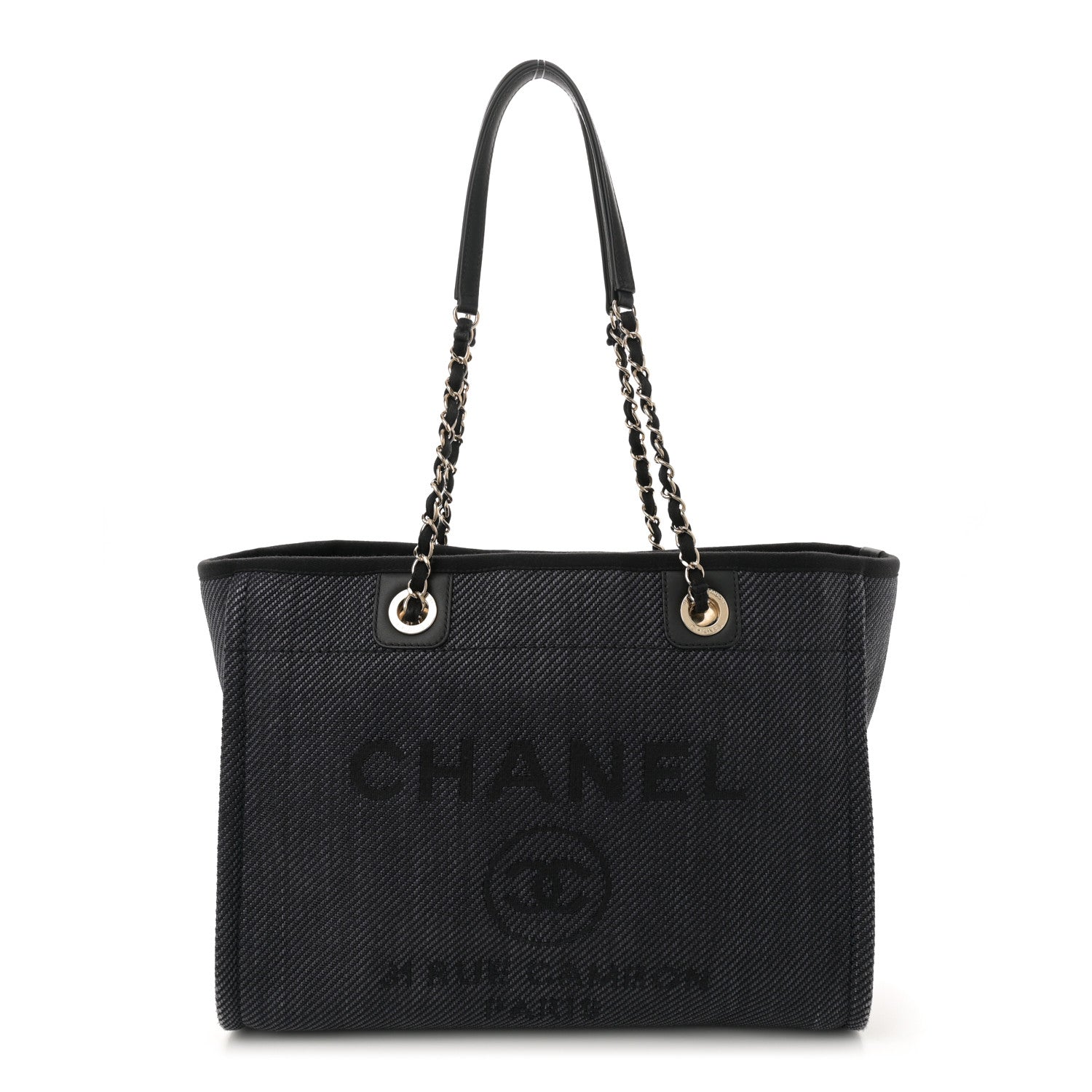 Chanel Mixed Fibers Calfskin Small Deauville Tote Black 1 of 12