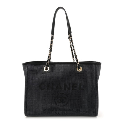 Chanel Mixed Fibers Calfskin Small Deauville Tote Black 1 of 12