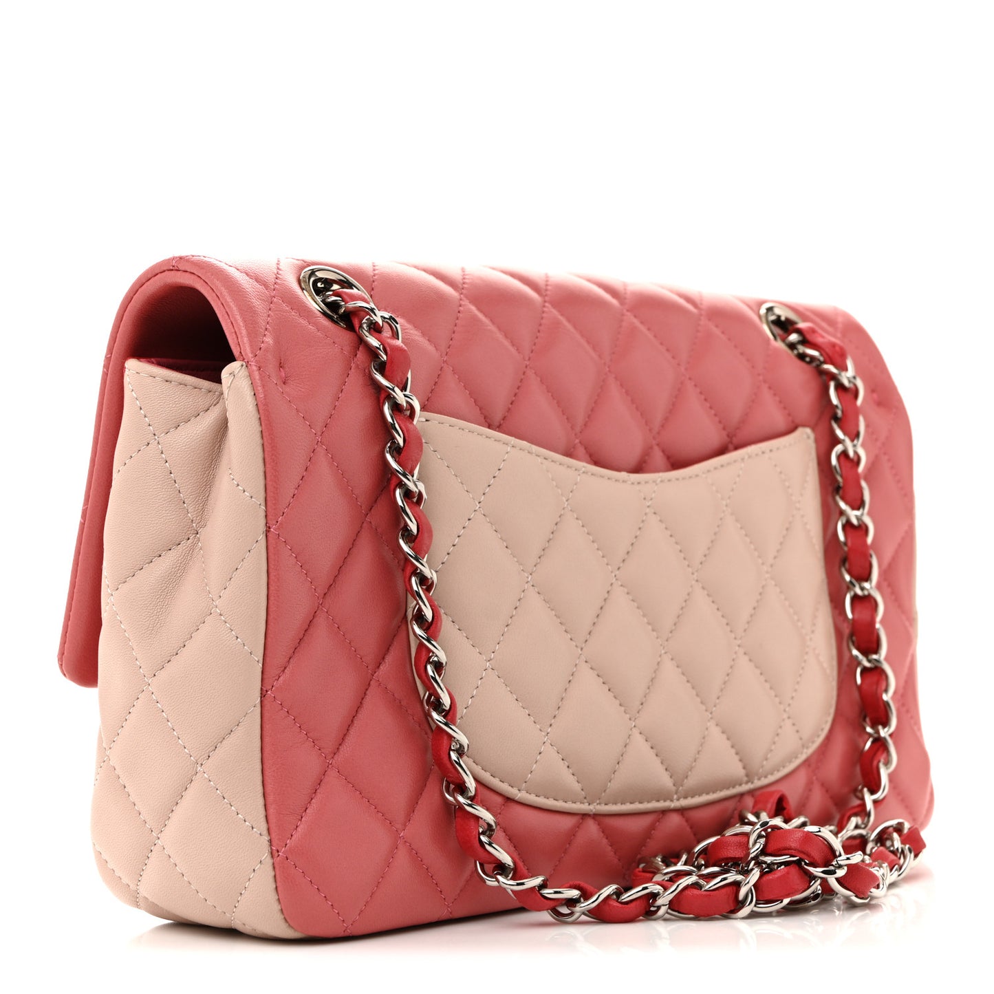 Lambskin Quilted Tri-Color Medium Valentine Charms Single Flap Pink