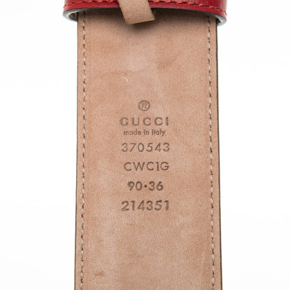 Gucci Guccissima Signature Interlocking G 37mm Belt 90 36 Hibiscus Red 4 of 5