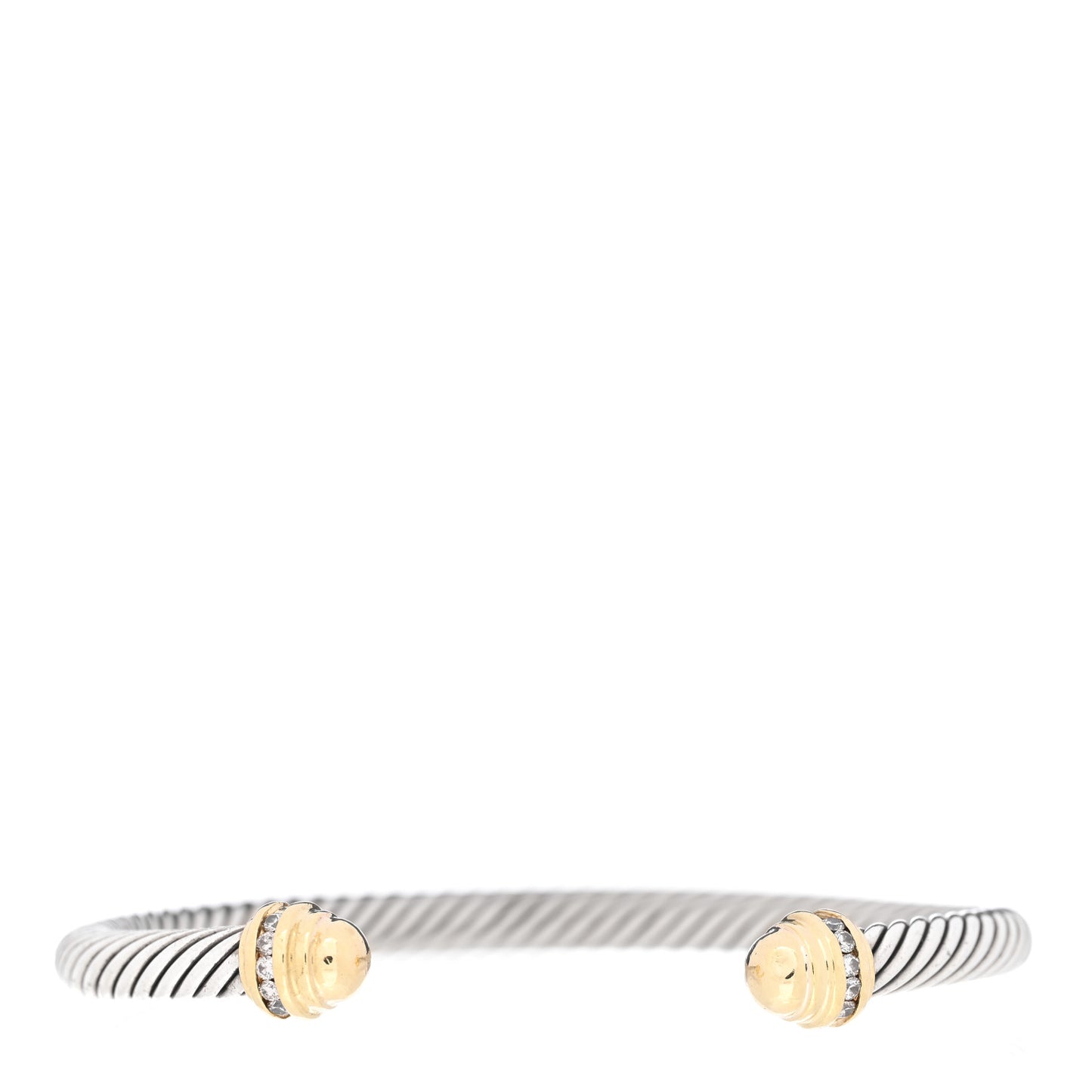 Sterling Silver 18K Yellow Gold Diamond 5mm Cable Classics Bracelet