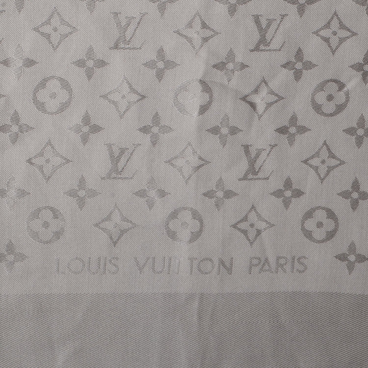 Louis Vuitton Silk Wool Monogram Shawl Beige 3 of 4