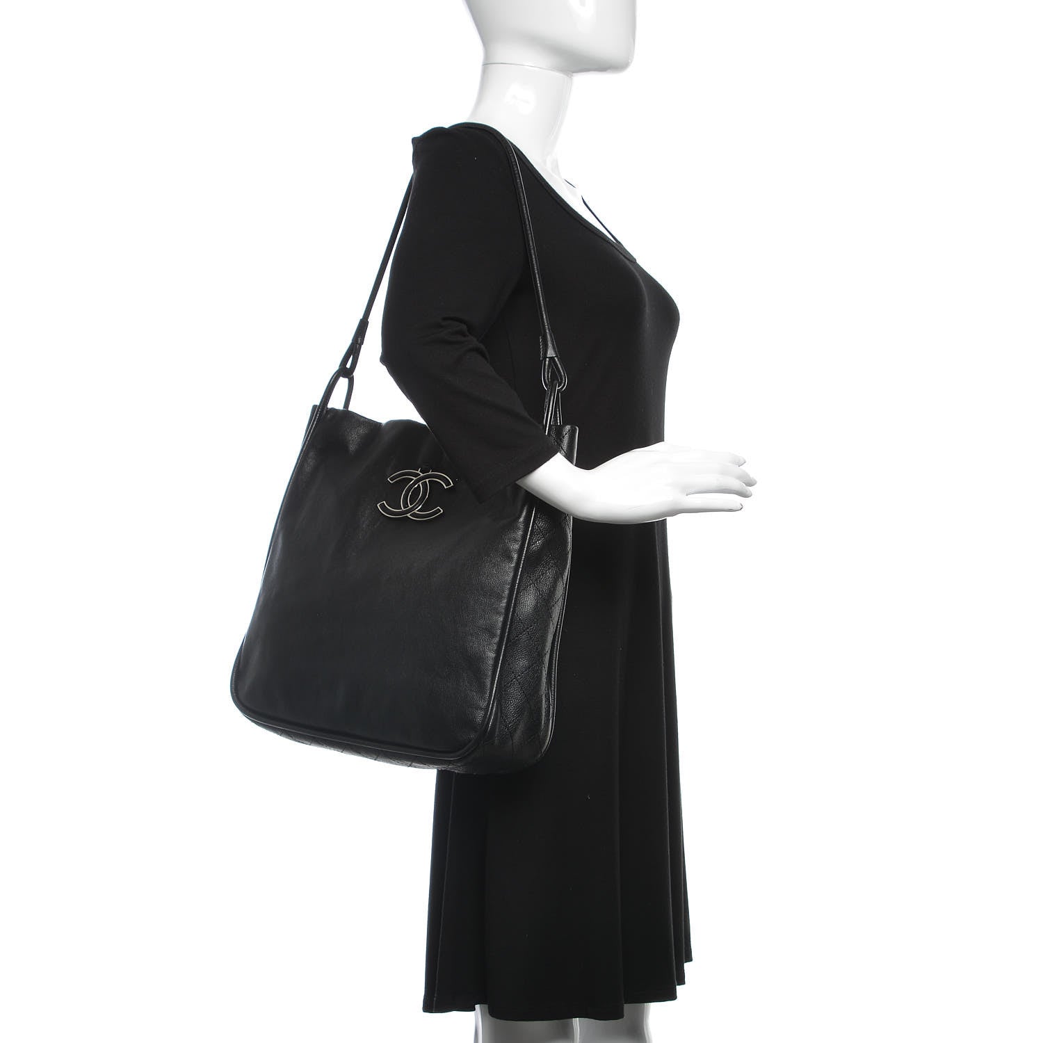Chanel Calfskin Stitched Hobo Black 1 of 7