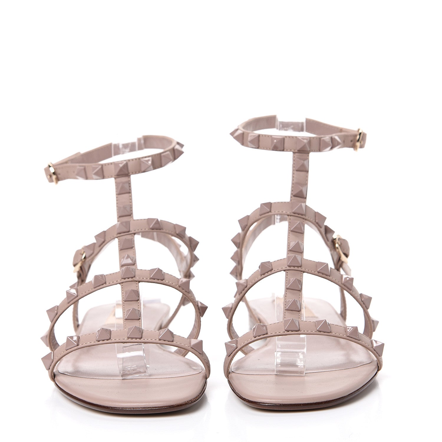 Valentino Garavani Calfskin Monochrome Rockstud Gladiator Flat Sandals 36 Poudre 2 of 8