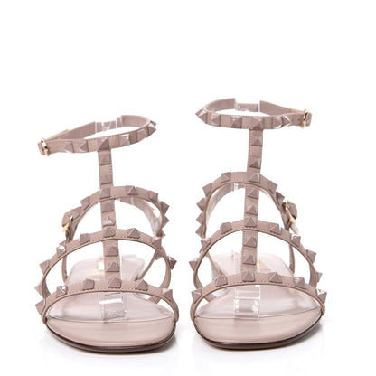 Valentino Garavani Calfskin Monochrome Rockstud Gladiator Flat Sandals 36 Poudre 2 of 8