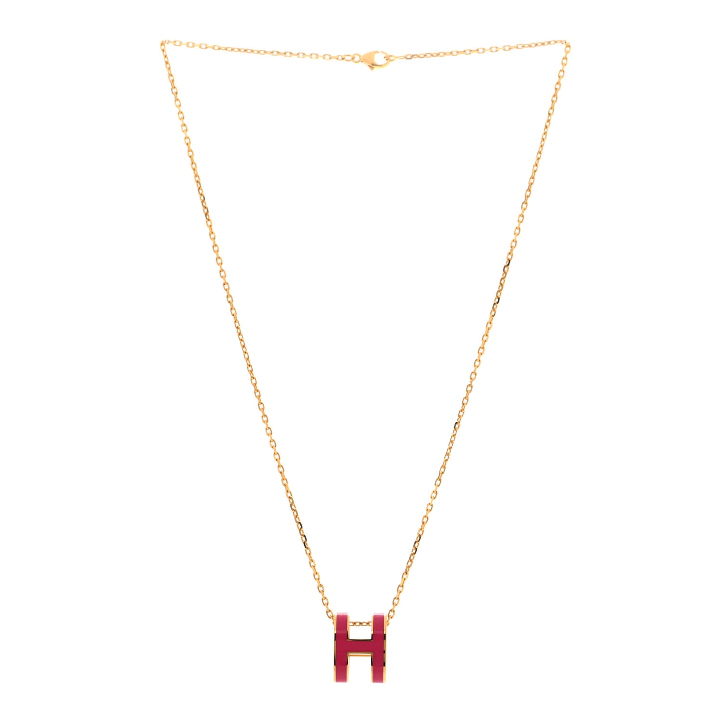 Lacquered Gold Pop H Pendant Necklace Rose Indien