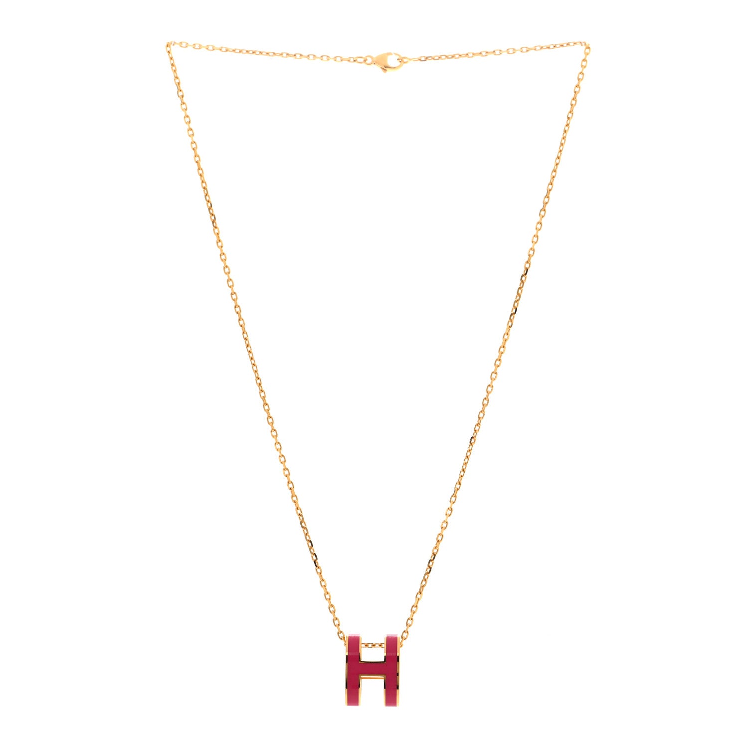 Hermes Lacquered Gold Pop H Pendant Necklace Rose Indien 3 of 7
