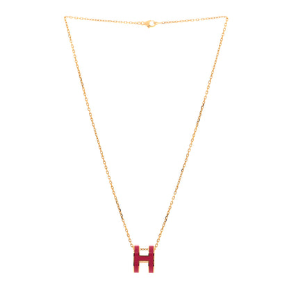 Hermes Lacquered Gold Pop H Pendant Necklace Rose Indien 3 of 7