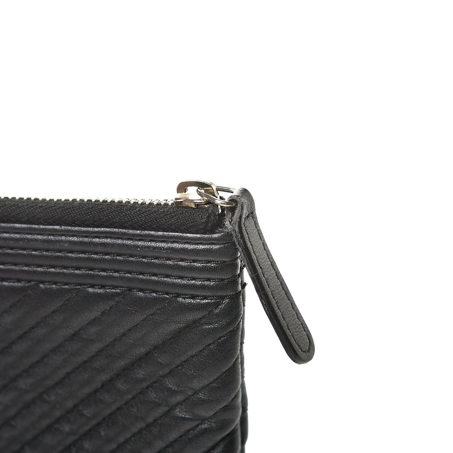 Calfskin Chevron Medium Boy Cosmetic Case Black
